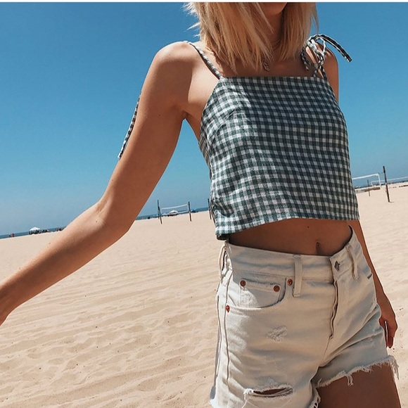 Brandy Melville Tops - NWOT Baby Blue Gingham Dena Tank Top